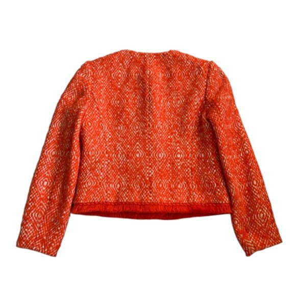 J Crew  Orange Red Fringe  Tweed Blazer - Picture 5 of 11